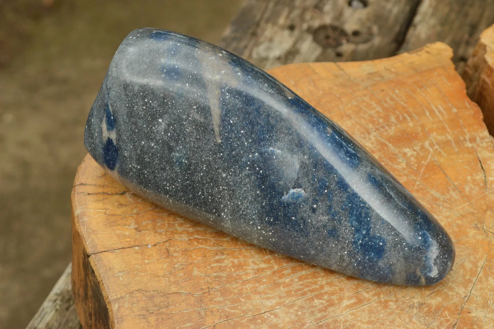 Polished Blue Spotted Spinel "Dalmatian Stone" Standing Free Form x 1 From Madagascar