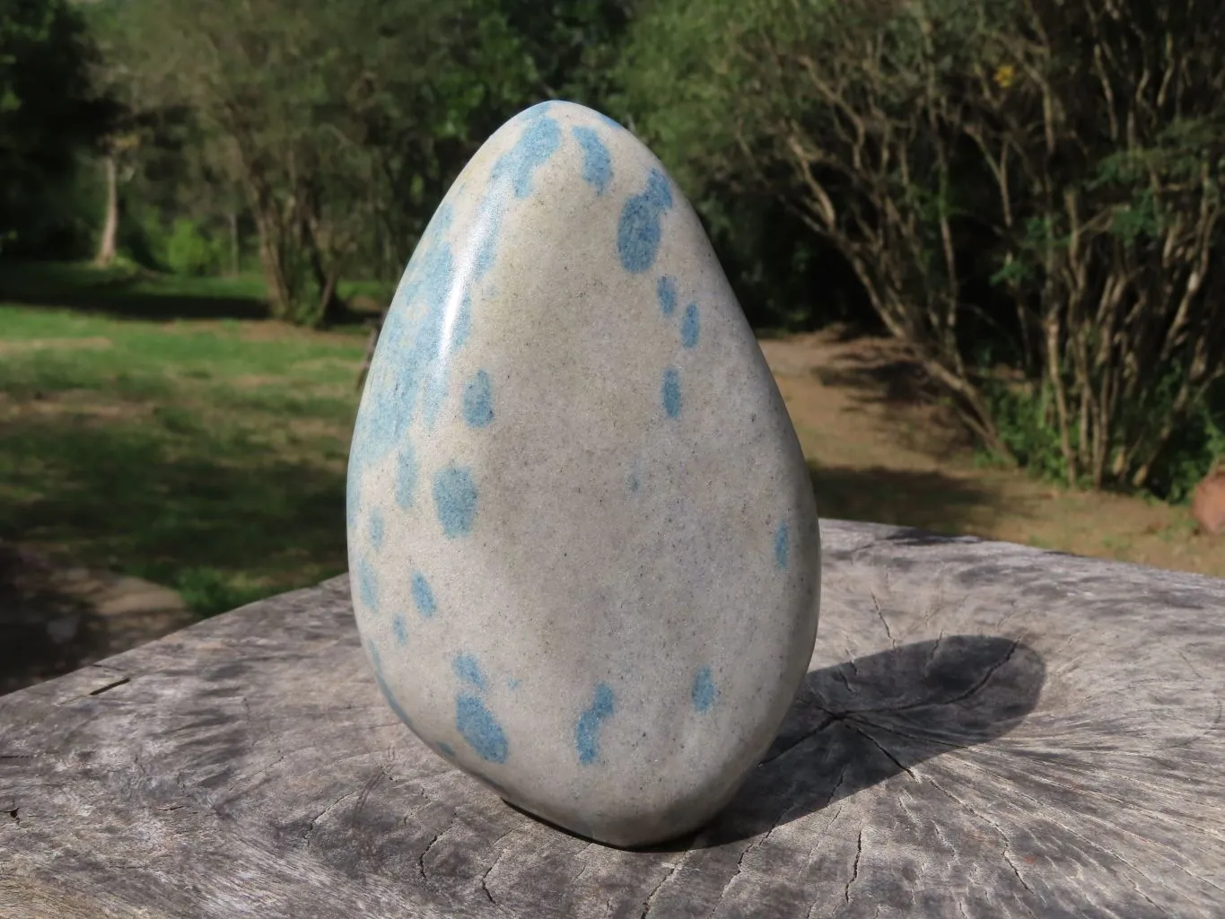 Polished Blue Spotted Spinel Standing Free Form x 1 From Madagascar