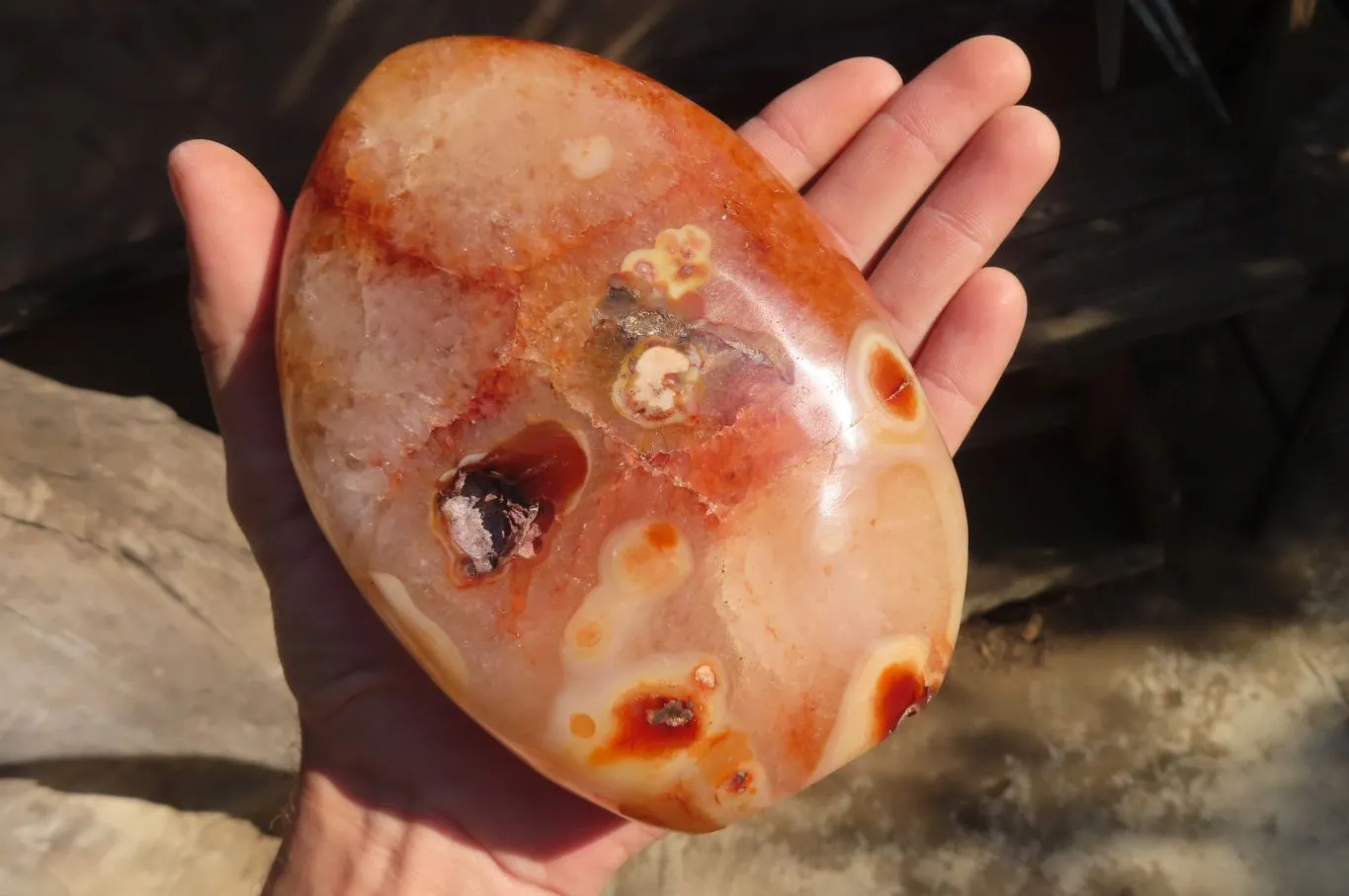 Polished Carnelian Agate Standing Free Form  x 1 From Madagascar