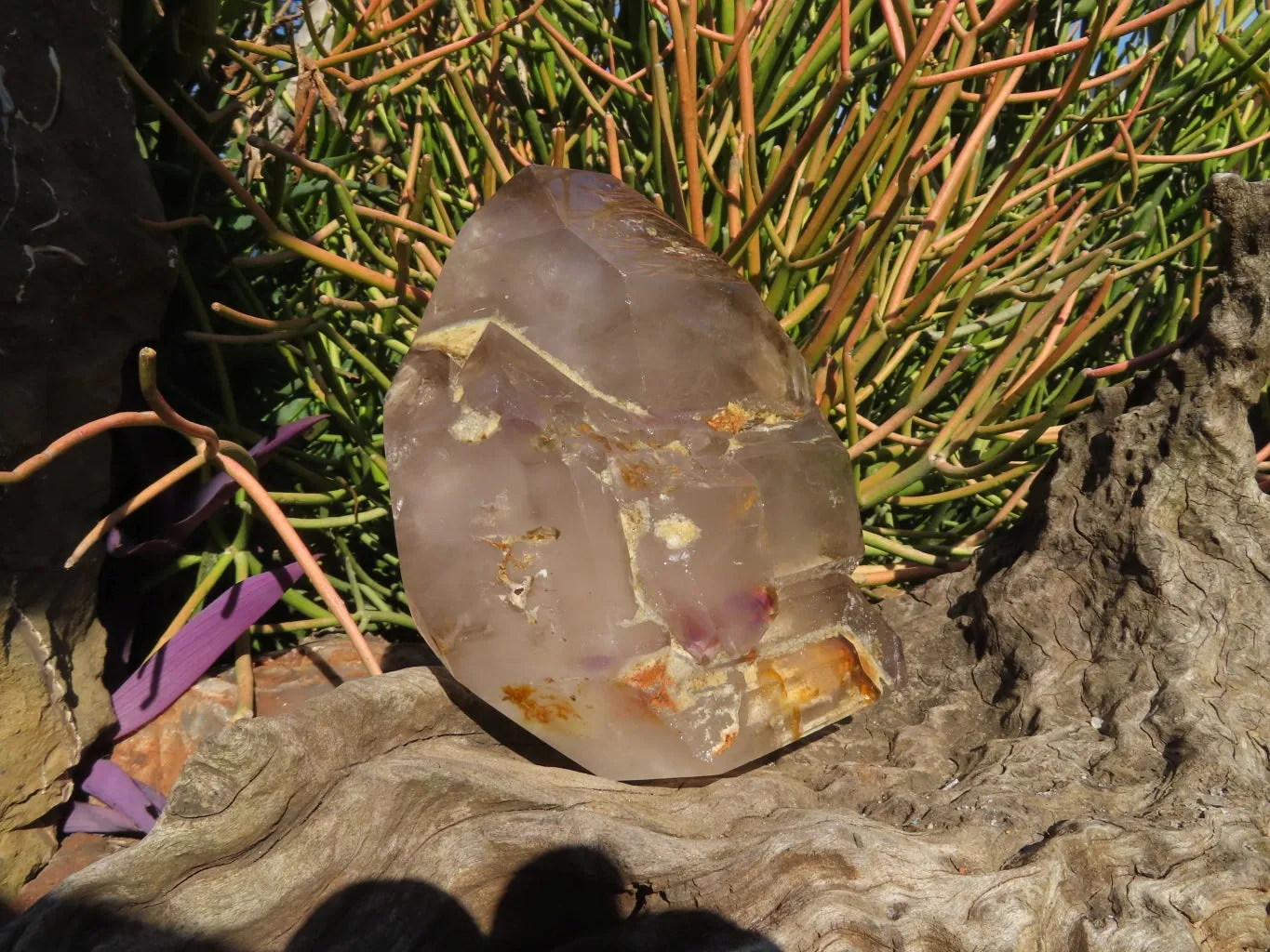 Polished Cascading Smokey Window Amethyst Quartz Crystal x 1 From Akansobe, Madagascar