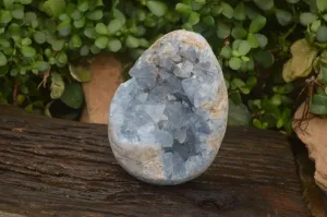 Polished Celestite Egg Geode x 1 From Sakoany, Madagascar