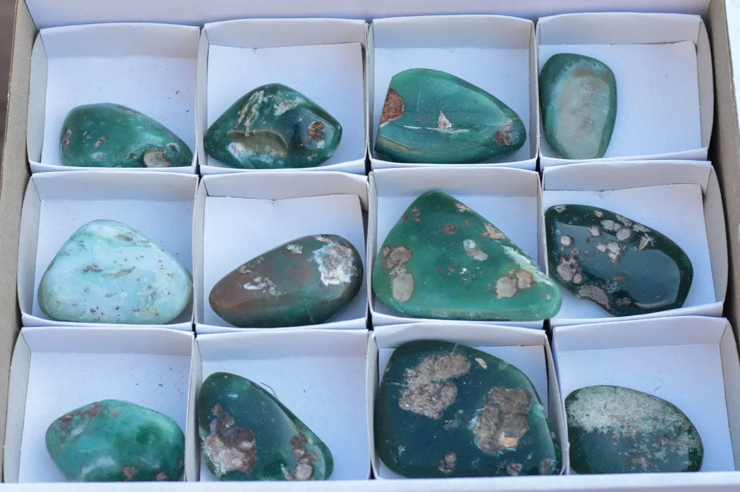 Polished Emerald Mtorolite Galet-Palm Stones x 12 From Mutorashanga, Zimbabwe