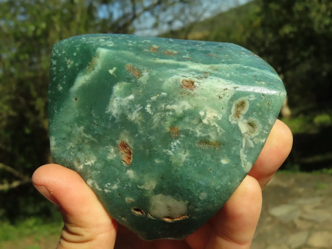 Polished Emerald Mtorolite Galet-Palm Stones x 3 From Mutorashanga, Zimbabwe