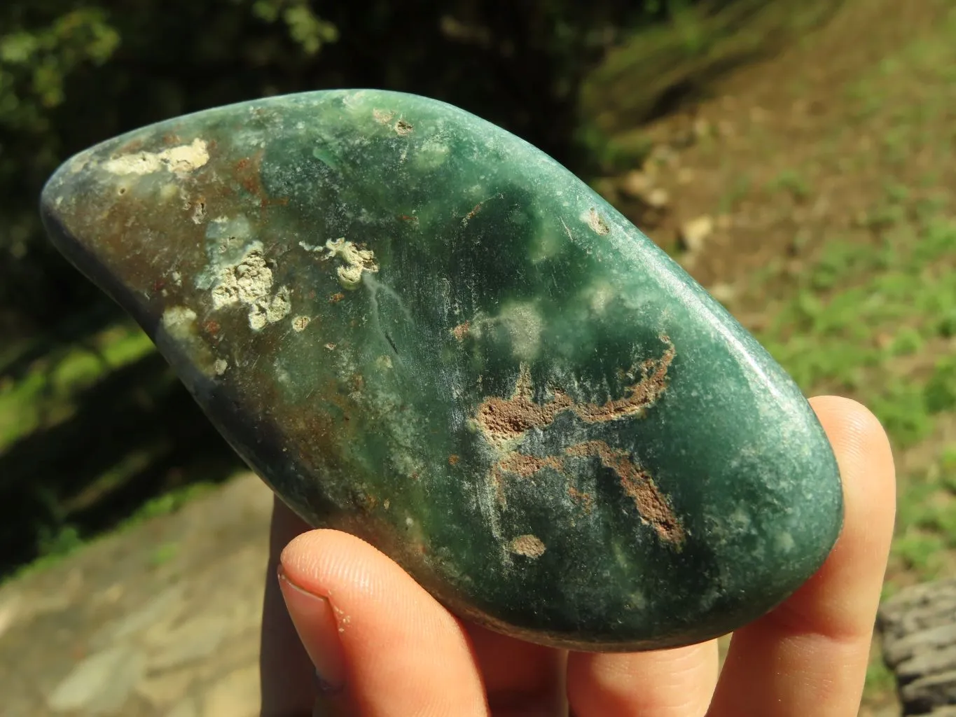 Polished Emerald Mtorolite Galet-Palm Stones x 3 From Mutorashanga, Zimbabwe