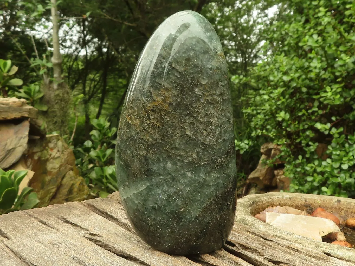 Polished Green Fuchsite Quartz Standing Free Form  x 1 From Madagascar