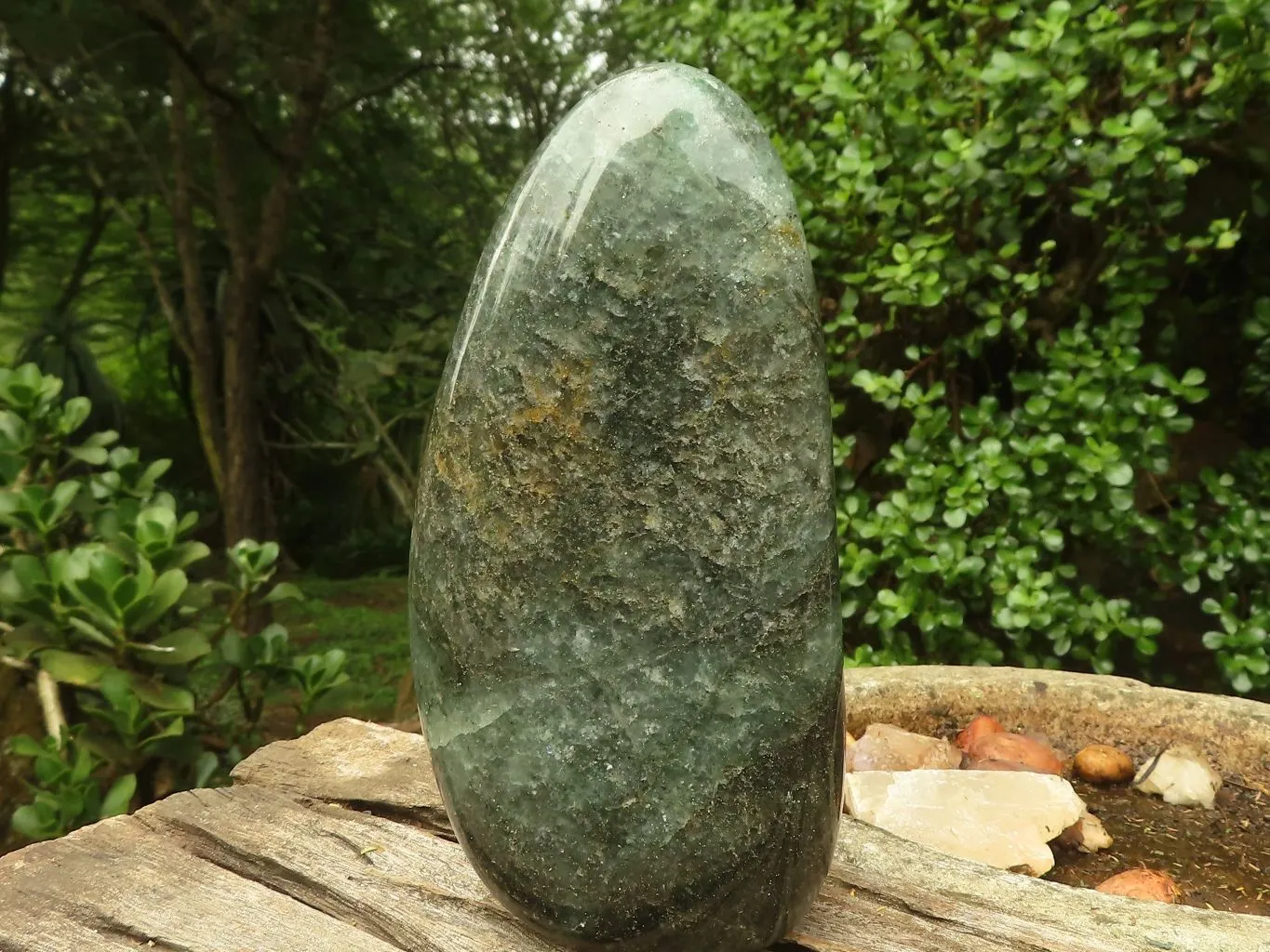 Polished Green Fuchsite Quartz Standing Free Form  x 1 From Madagascar