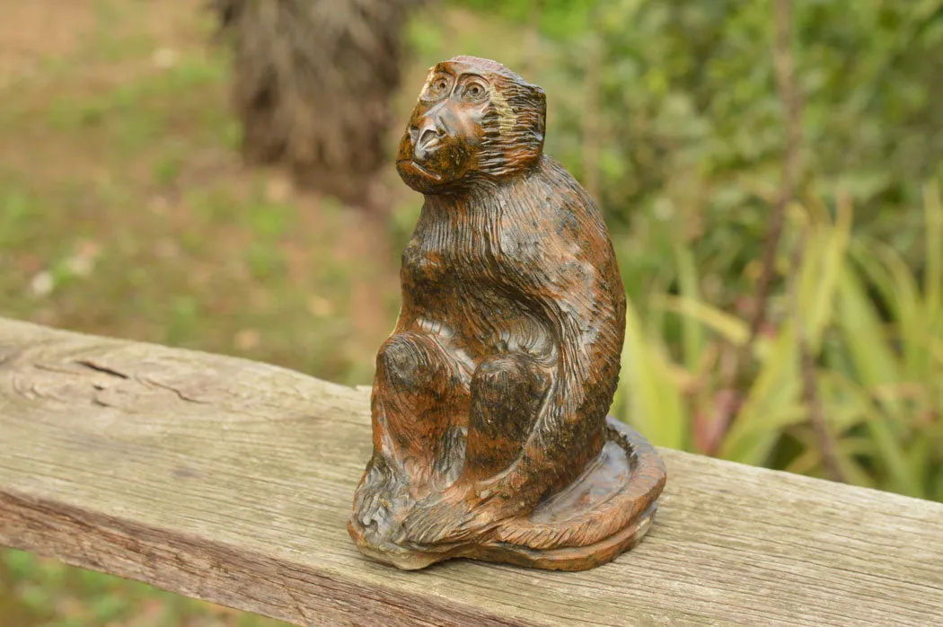 Polished Hand Carved Verdite Baboon Sculpture x 1 From Zimbabwe