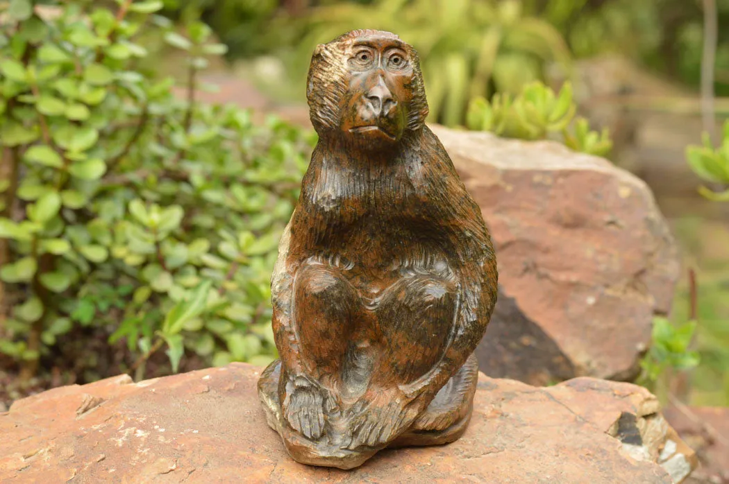 Polished Hand Carved Verdite Baboon Sculpture x 1 From Zimbabwe