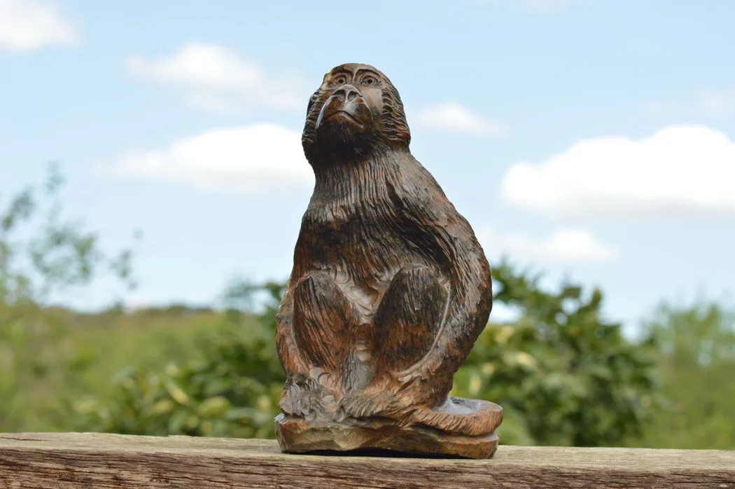 Polished Hand Carved Verdite Baboon Sculpture x 1 From Zimbabwe