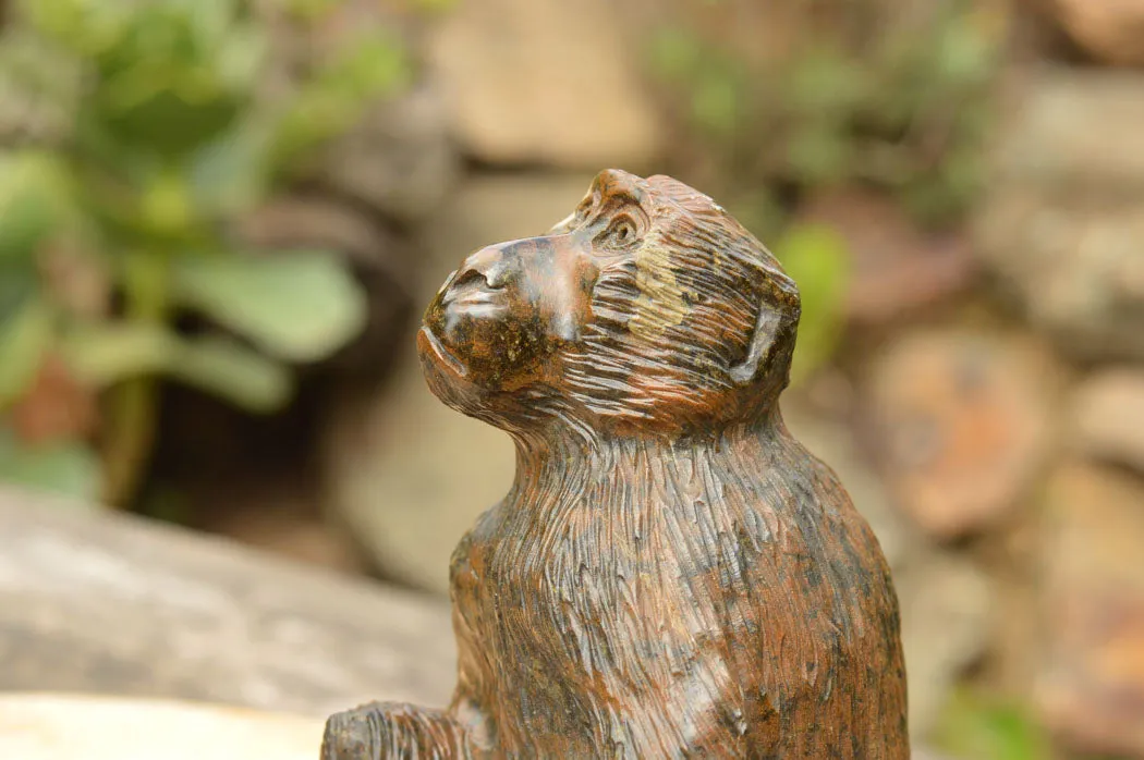 Polished Hand Carved Verdite Baboon Sculpture x 1 From Zimbabwe