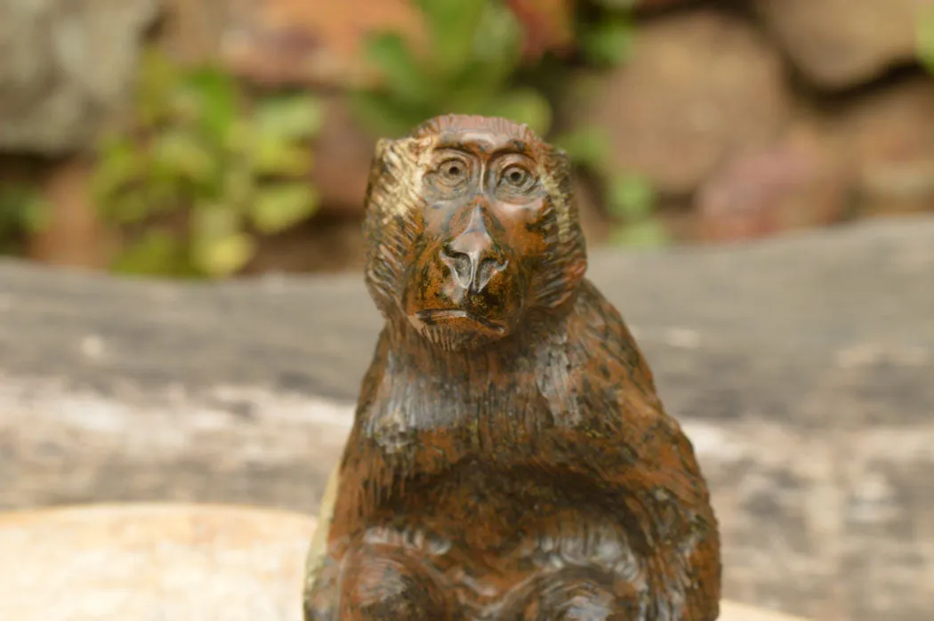 Polished Hand Carved Verdite Baboon Sculpture x 1 From Zimbabwe