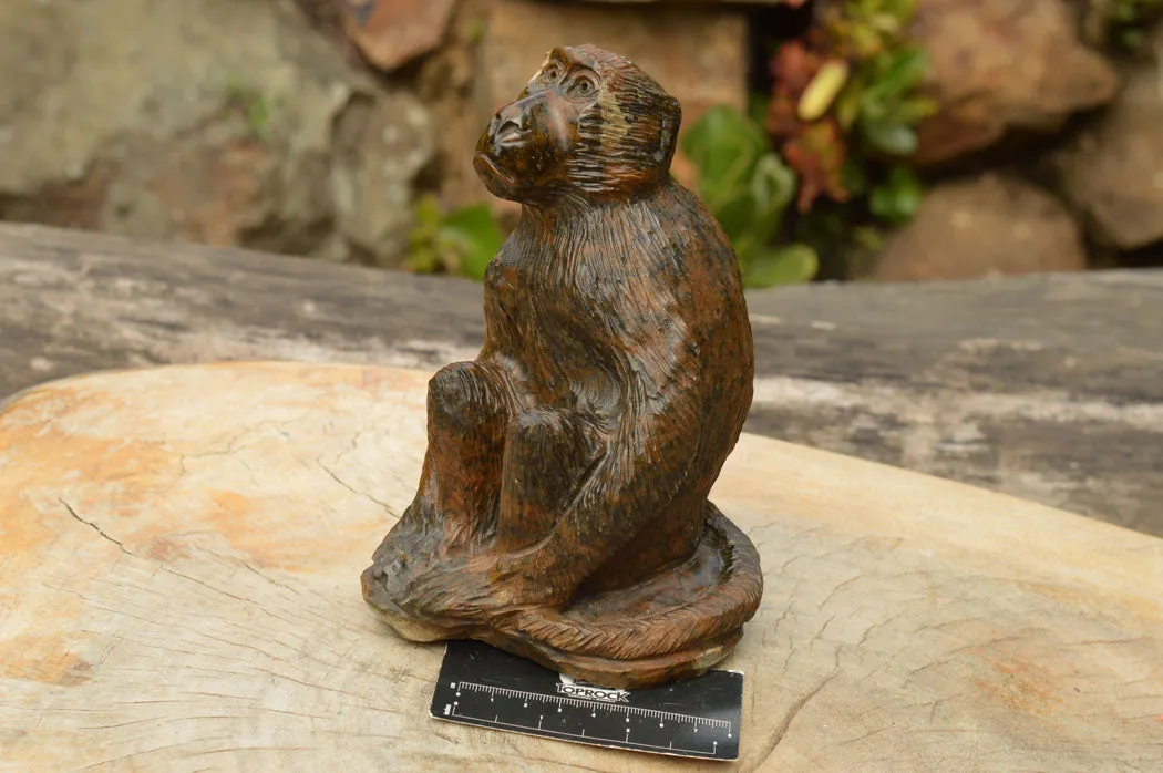 Polished Hand Carved Verdite Baboon Sculpture x 1 From Zimbabwe