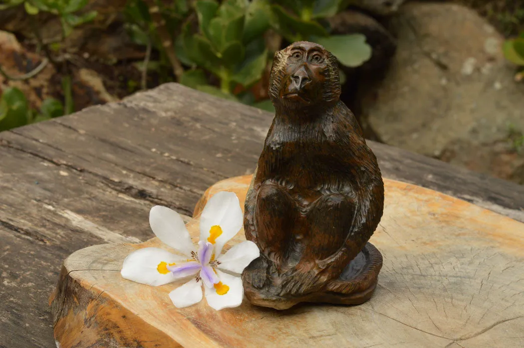 Polished Hand Carved Verdite Baboon Sculpture x 1 From Zimbabwe