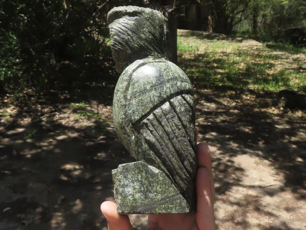 Polished Hand Carved Verdite Owl  x 1 From Zimbabwe