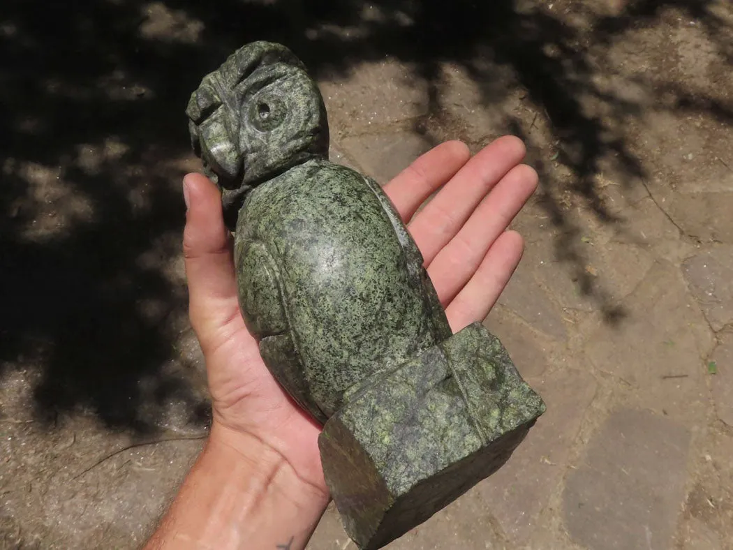 Polished Hand Carved Verdite Owl  x 1 From Zimbabwe