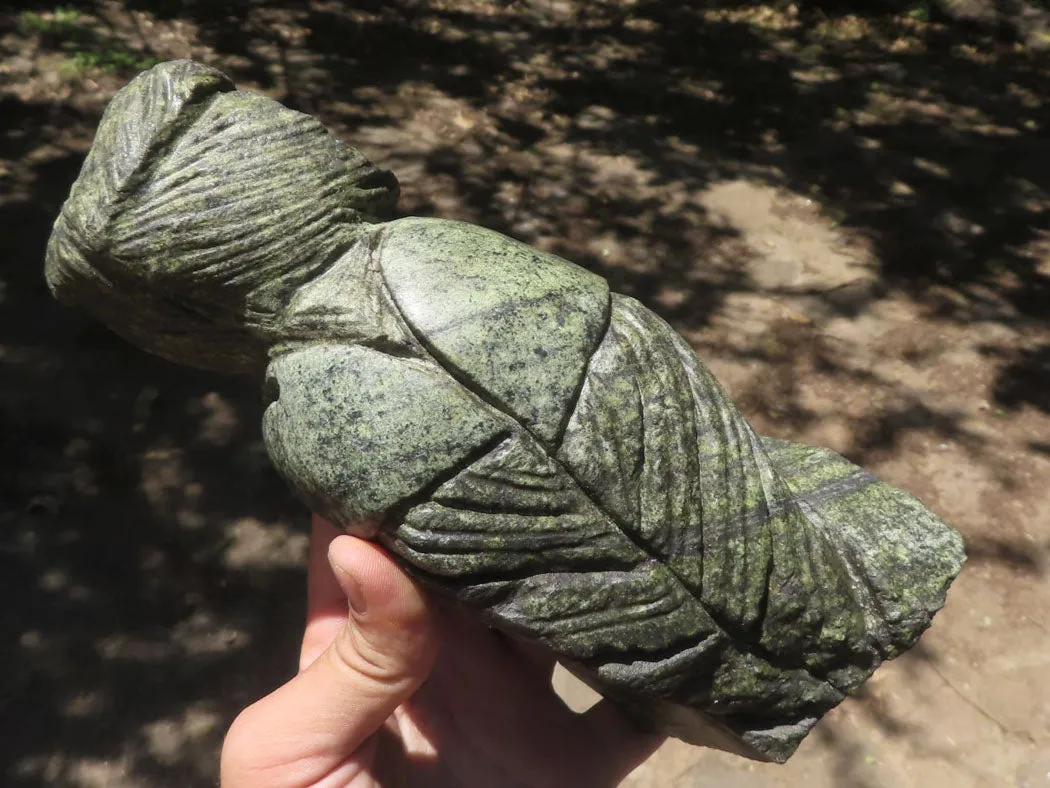 Polished Hand Carved Verdite Owl  x 1 From Zimbabwe