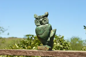 Polished Large Green Verdite Owl Carving  x 1 From Zimbabwe