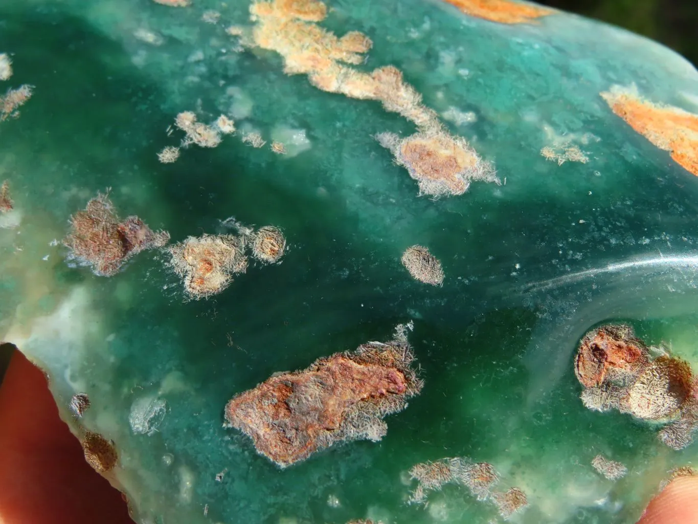 Polished On One Side Emerald Mtorolite Plates x 3 From Mutorashanga, Zimbabwe