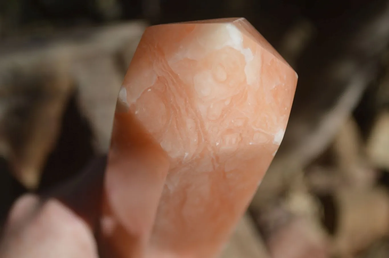 Polished Orange Twist Calcite Tower x 1 From Maevantanana, Madagascar