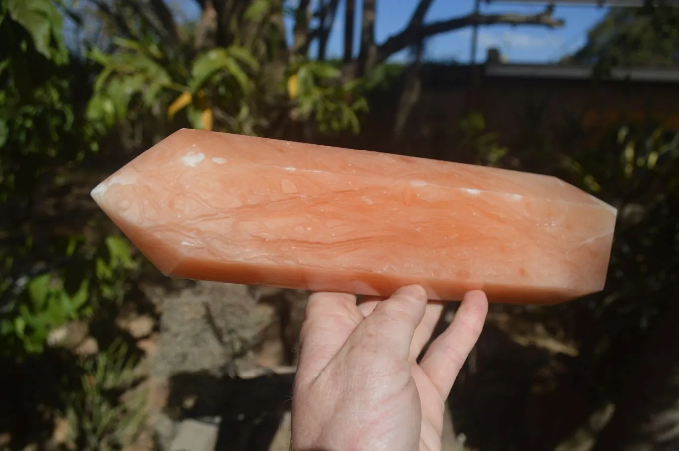 Polished Orange Twist Calcite Tower x 1 From Maevantanana, Madagascar