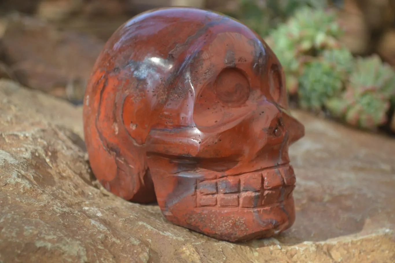 Polished Red Jasper Skull Carving x 1 From Madagascar