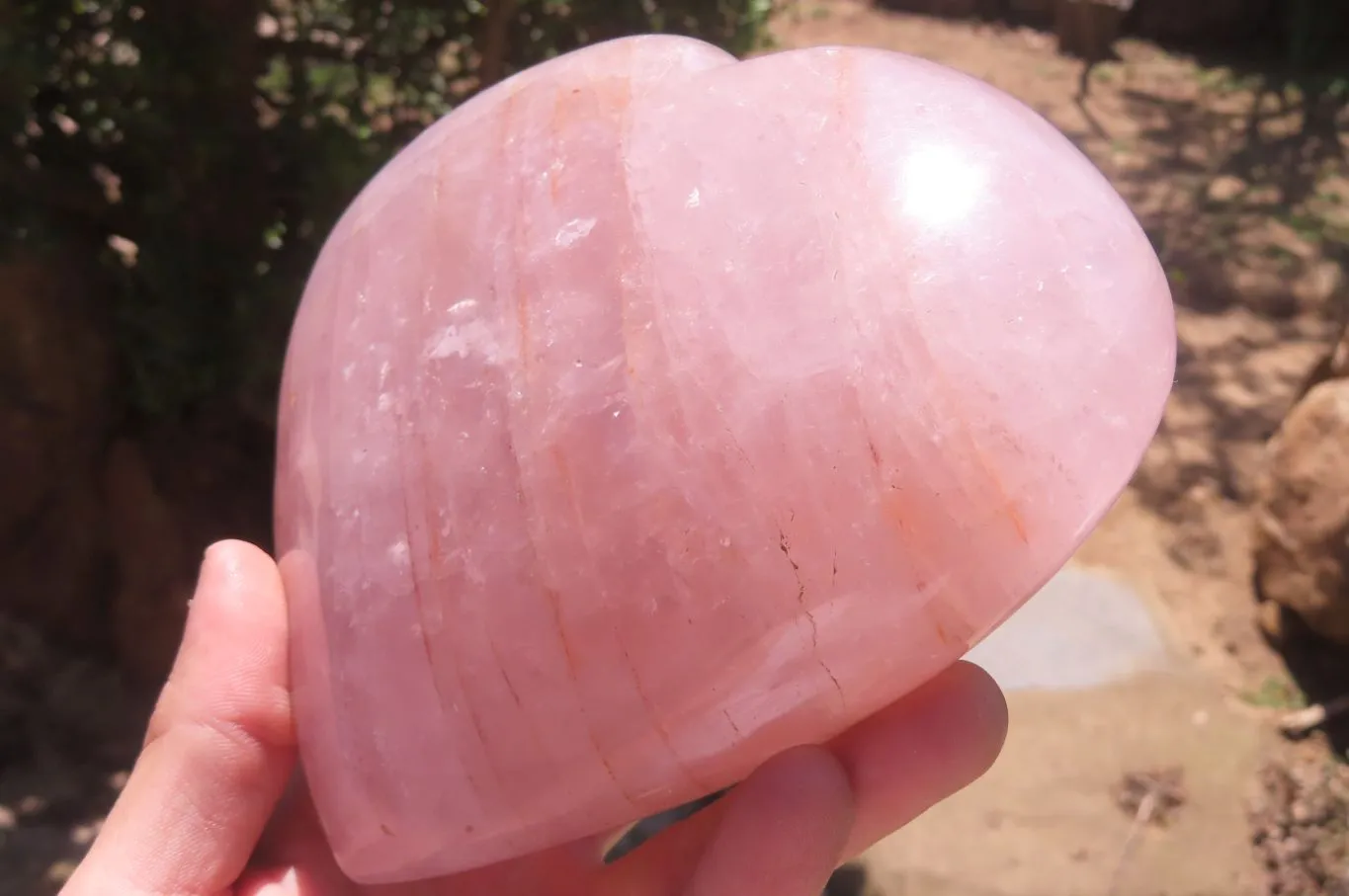 Polished Rose Quartz Gemstone Heart x 1 From Madagascar