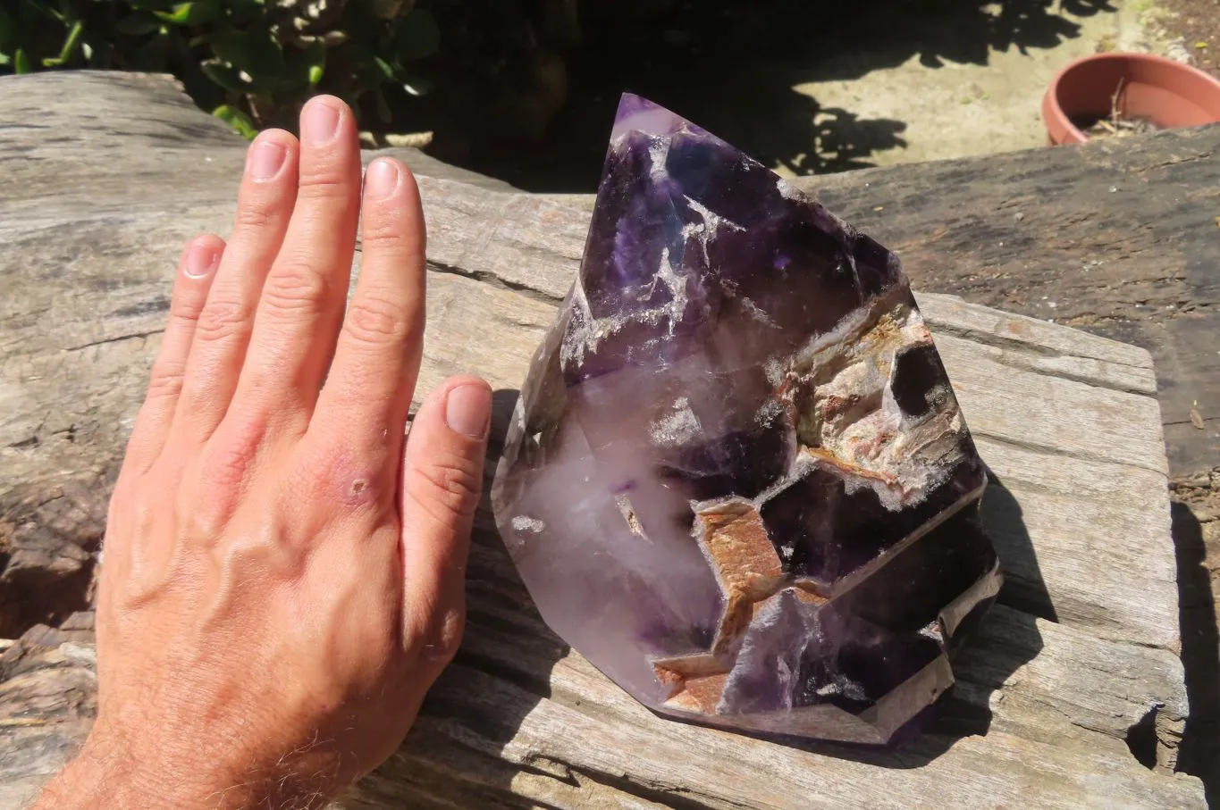 Polished Smokey Amethyst Window Quartz Crystal x 1 From Akansobe, Madagascar