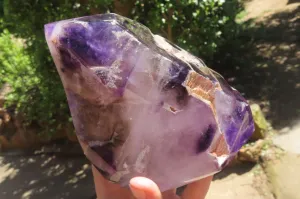 Polished Smokey Amethyst Window Quartz Crystal x 1 From Akansobe, Madagascar