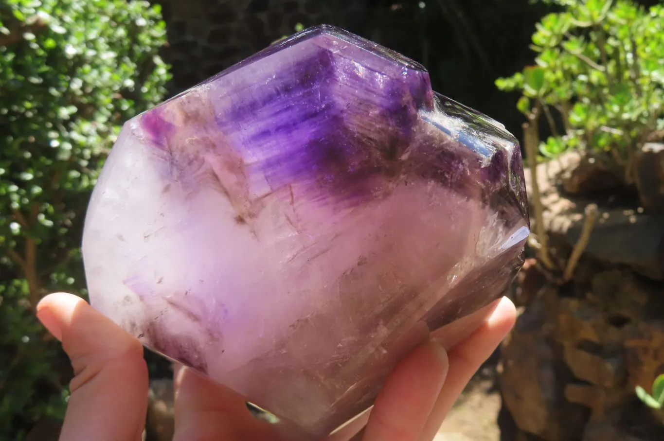 Polished Smokey Amethyst Window Quartz Crystal x 1 From Akansobe, Madagascar