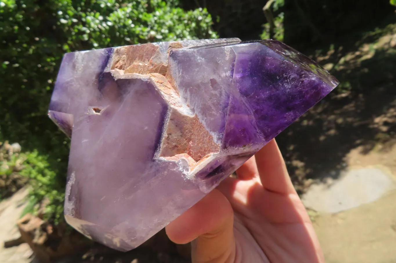 Polished Smokey Amethyst Window Quartz Crystal x 1 From Akansobe, Madagascar