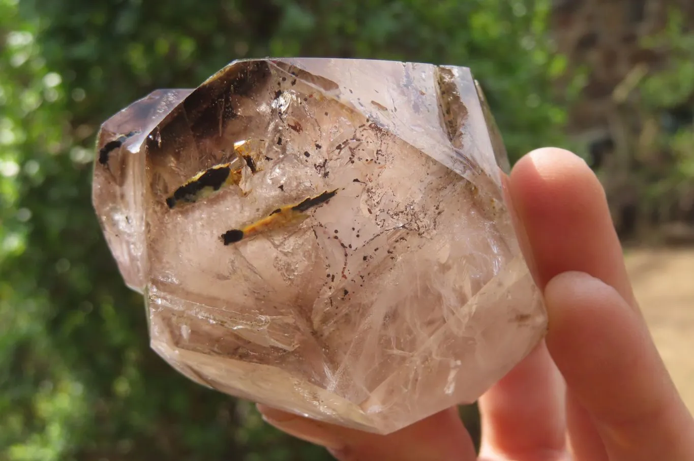 Polished Smokey Window Quartz Crystal Points x 2 From Madagascar