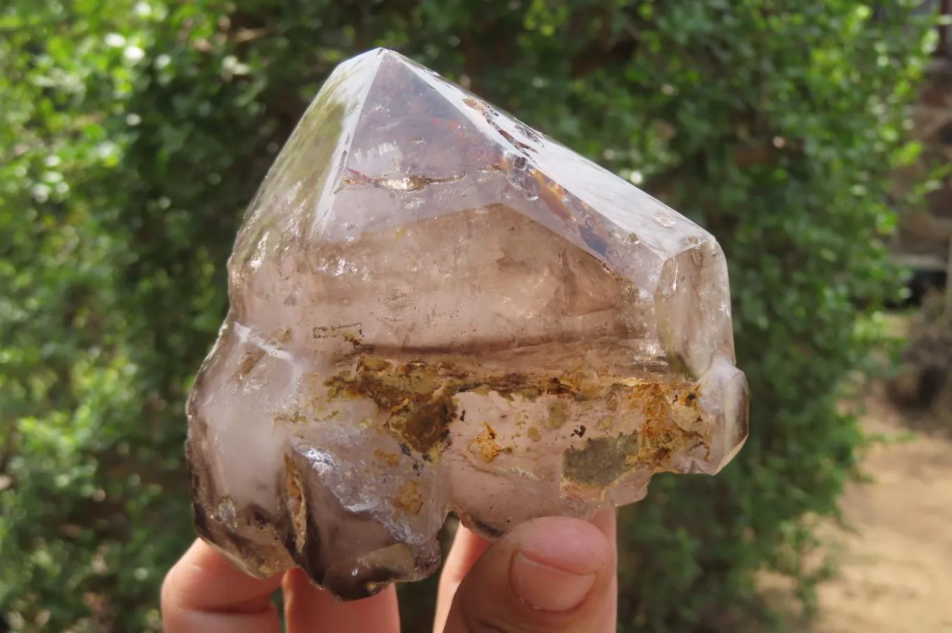 Polished Smokey Window Quartz Crystal Points x 2 From Madagascar