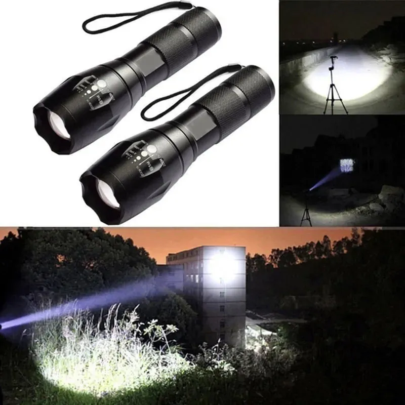 Portable T6 High Power LED Flashlight Powerful Torch Zoomable 5-Mode Without Battery Outdoor Camping Fishing Hiking Light Tools