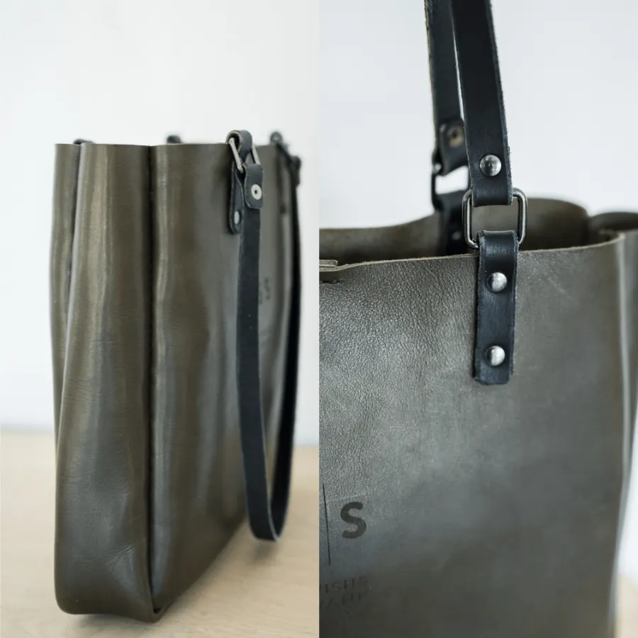 Premium Eve Leather Tote Bag 2.1 - Olive Green