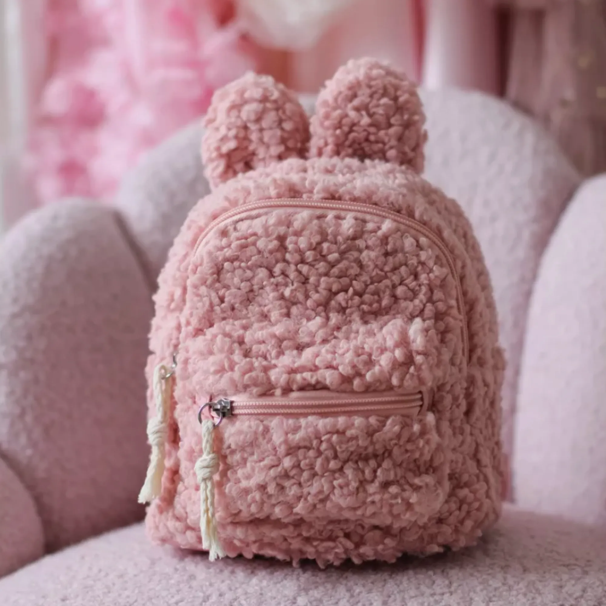 Preschool Children's Fur Backpack - Pink