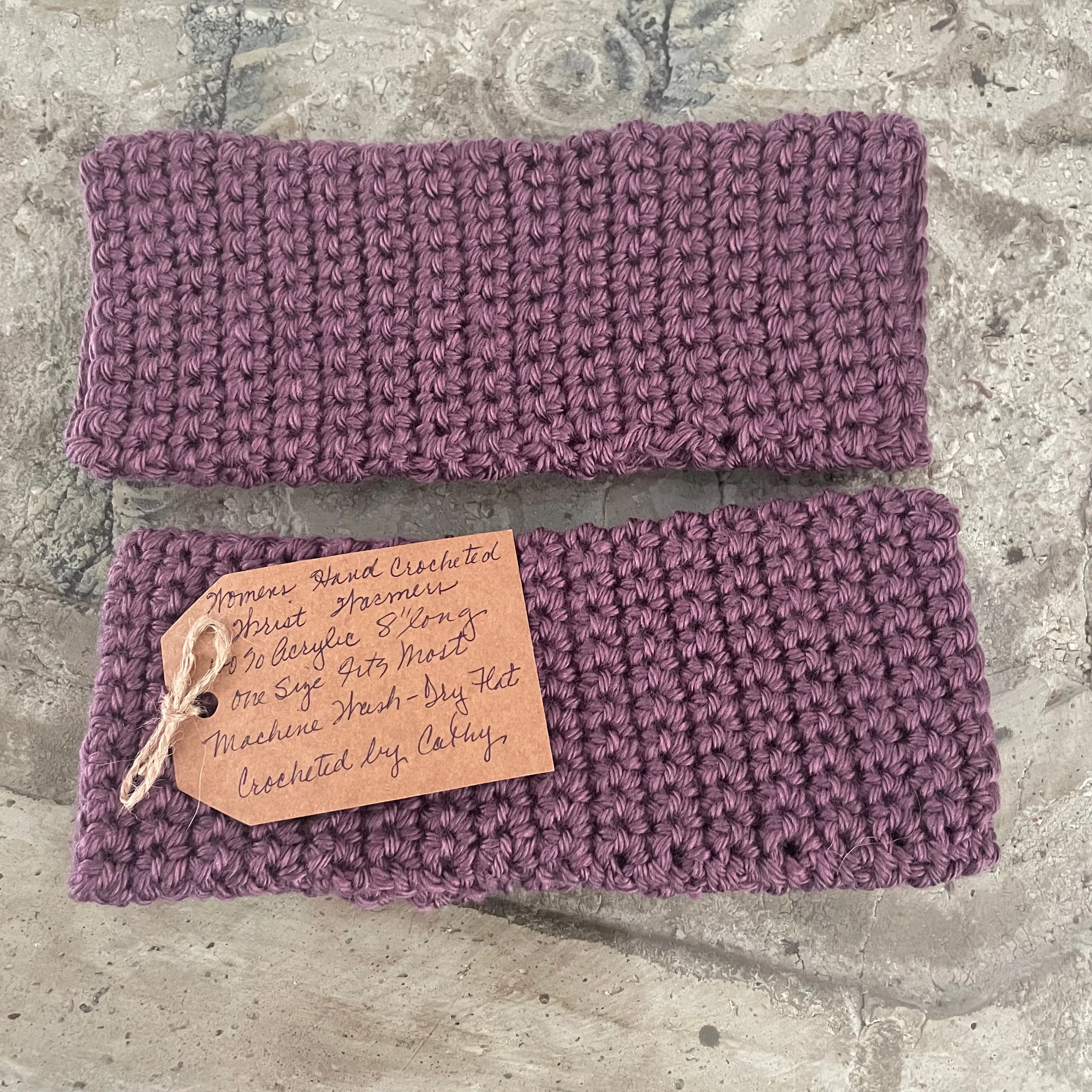 Purple Texting Fingerless Gloves Crochet Knit Fall Winter Hiking Walking Wrist Warmers Outdoor Camping Gaming Mauve Amethyst