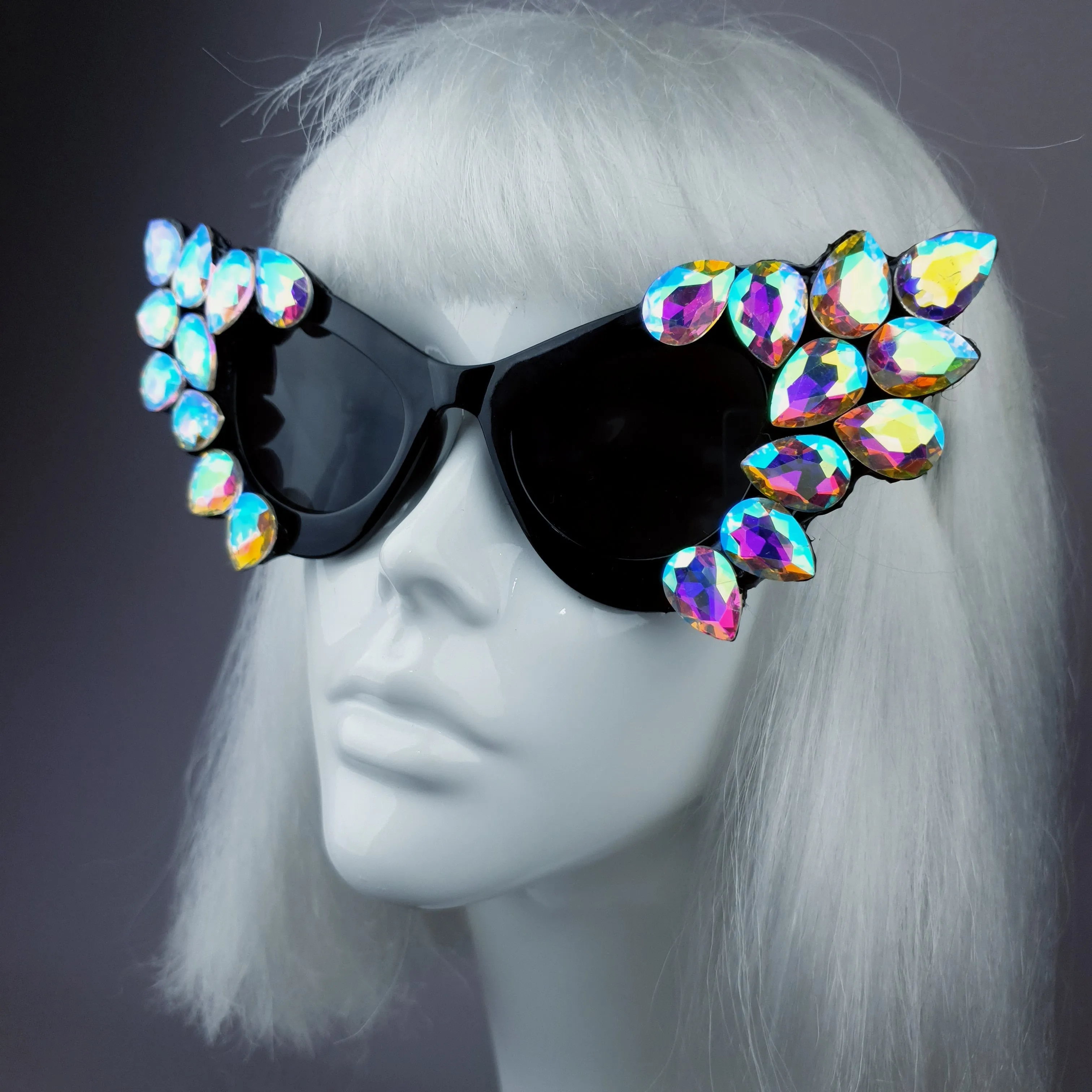 "Hira" Iridescent Jewel Cats Eye Sunglasses