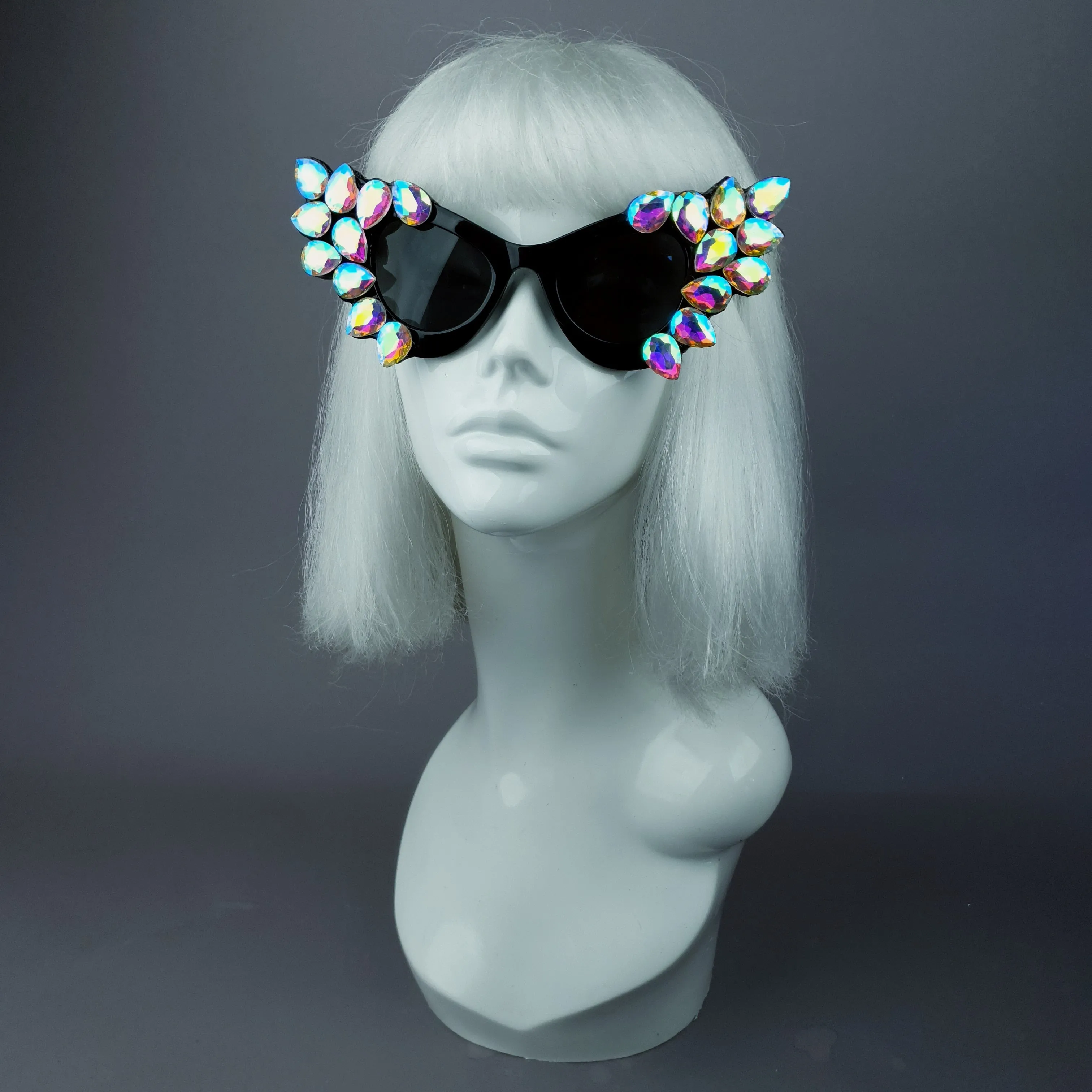 "Hira" Iridescent Jewel Cats Eye Sunglasses