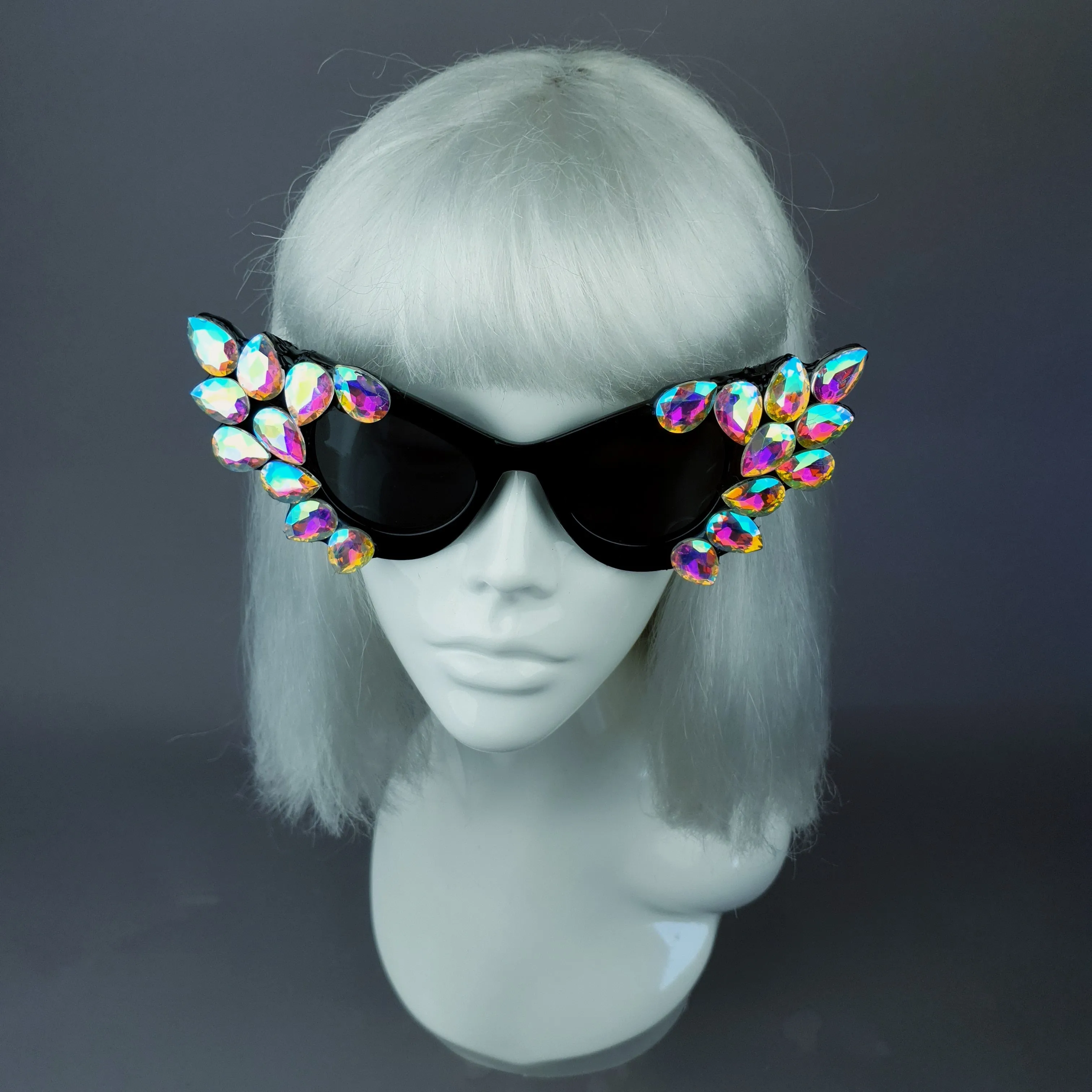 "Hira" Iridescent Jewel Cats Eye Sunglasses