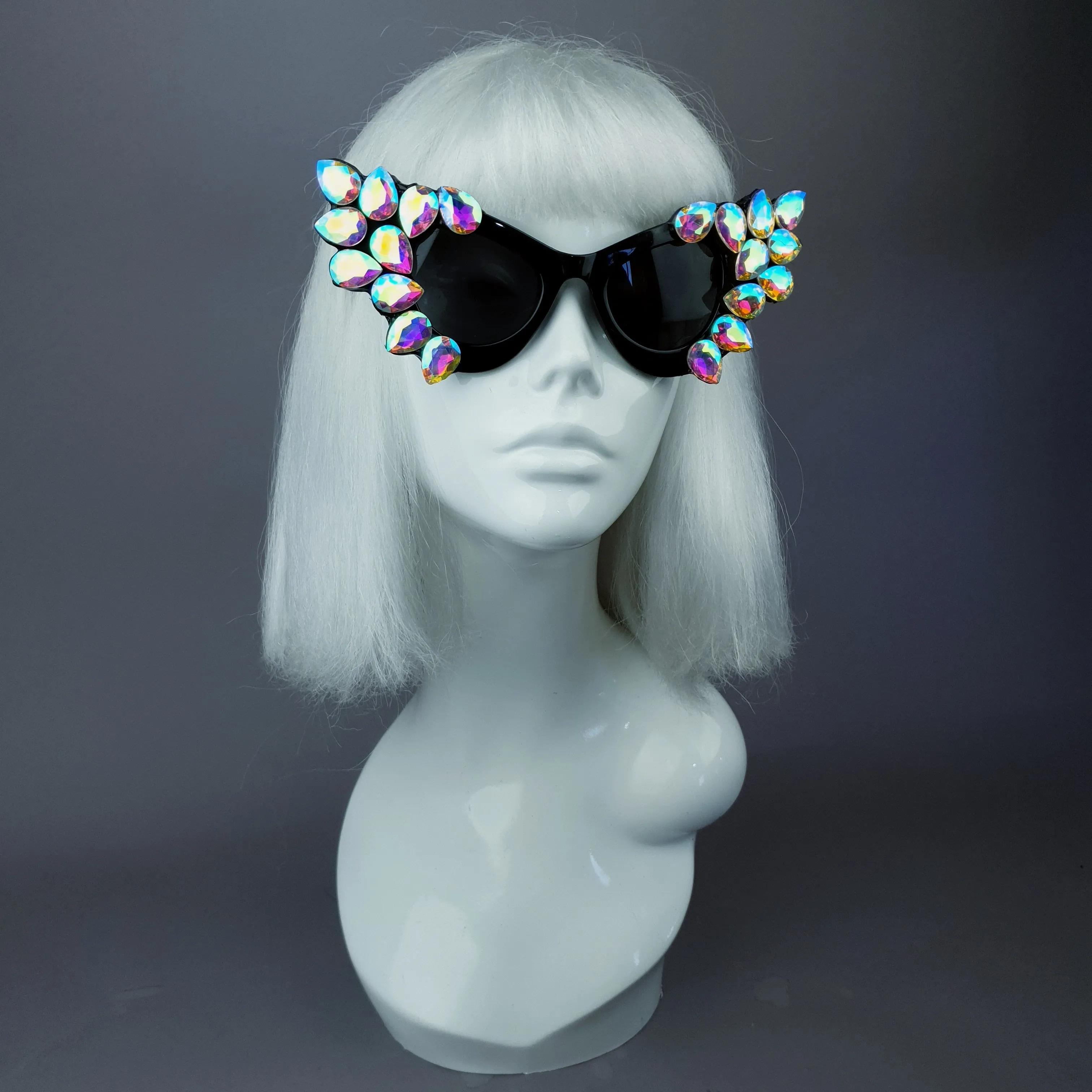 "Hira" Iridescent Jewel Cats Eye Sunglasses