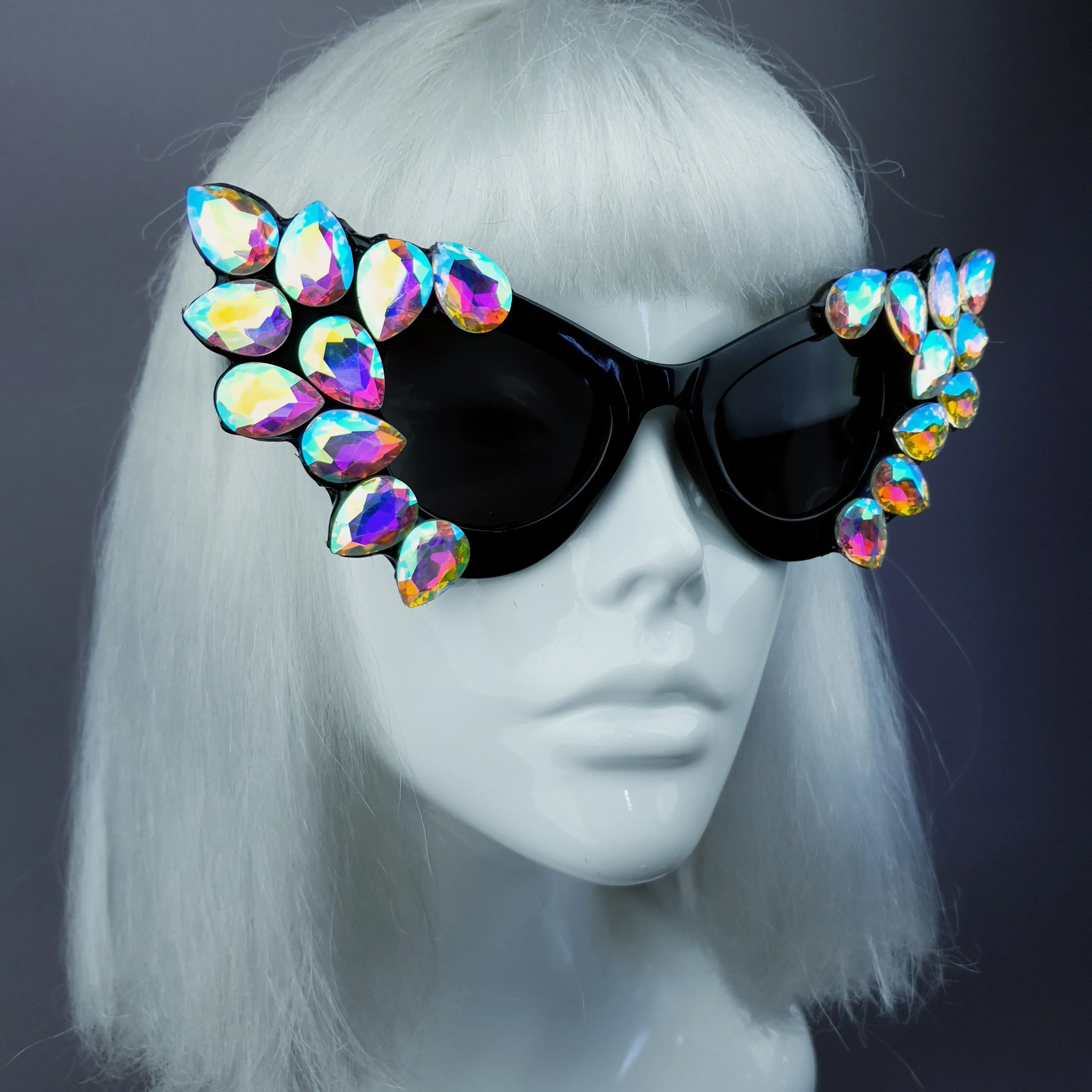 "Hira" Iridescent Jewel Cats Eye Sunglasses