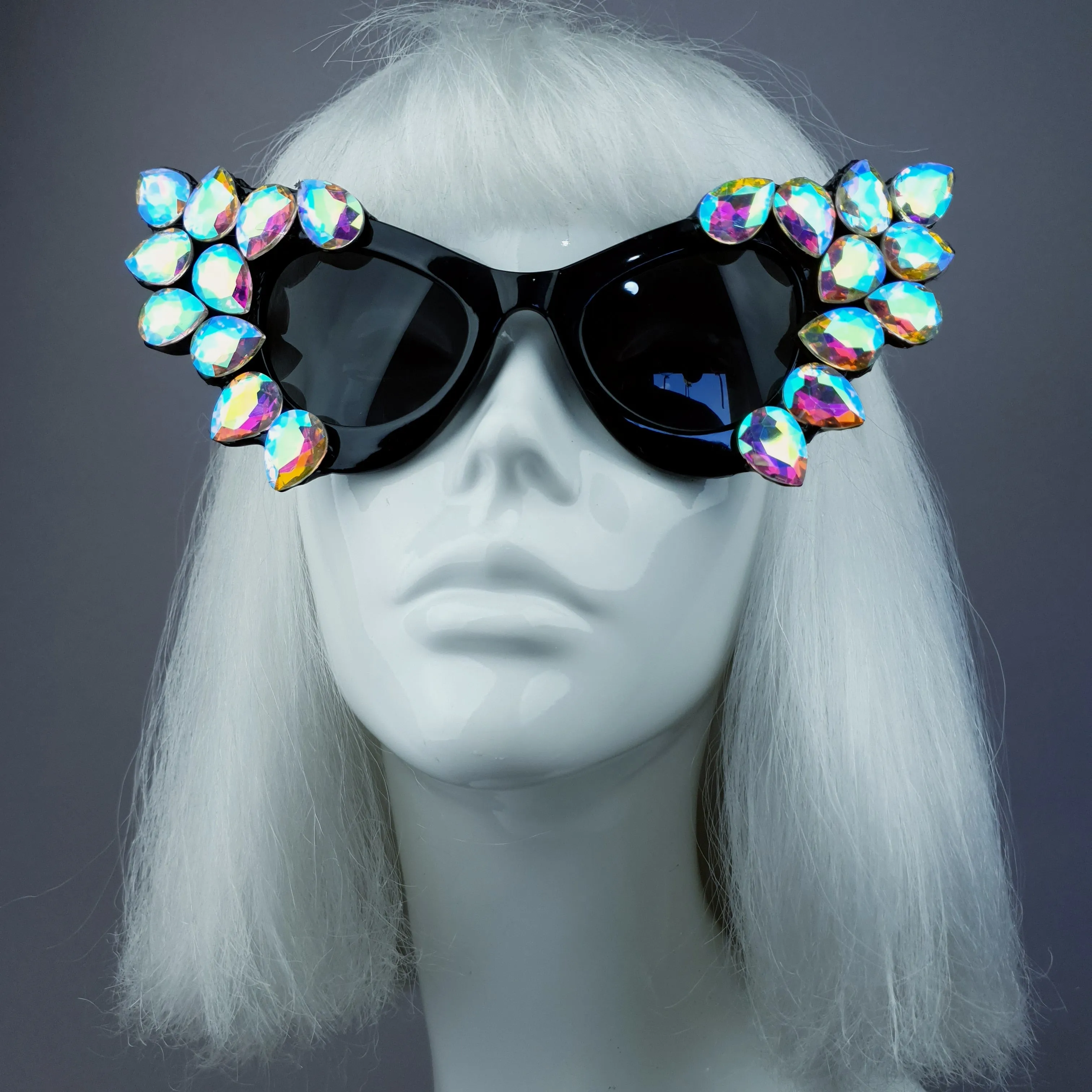 "Hira" Iridescent Jewel Cats Eye Sunglasses