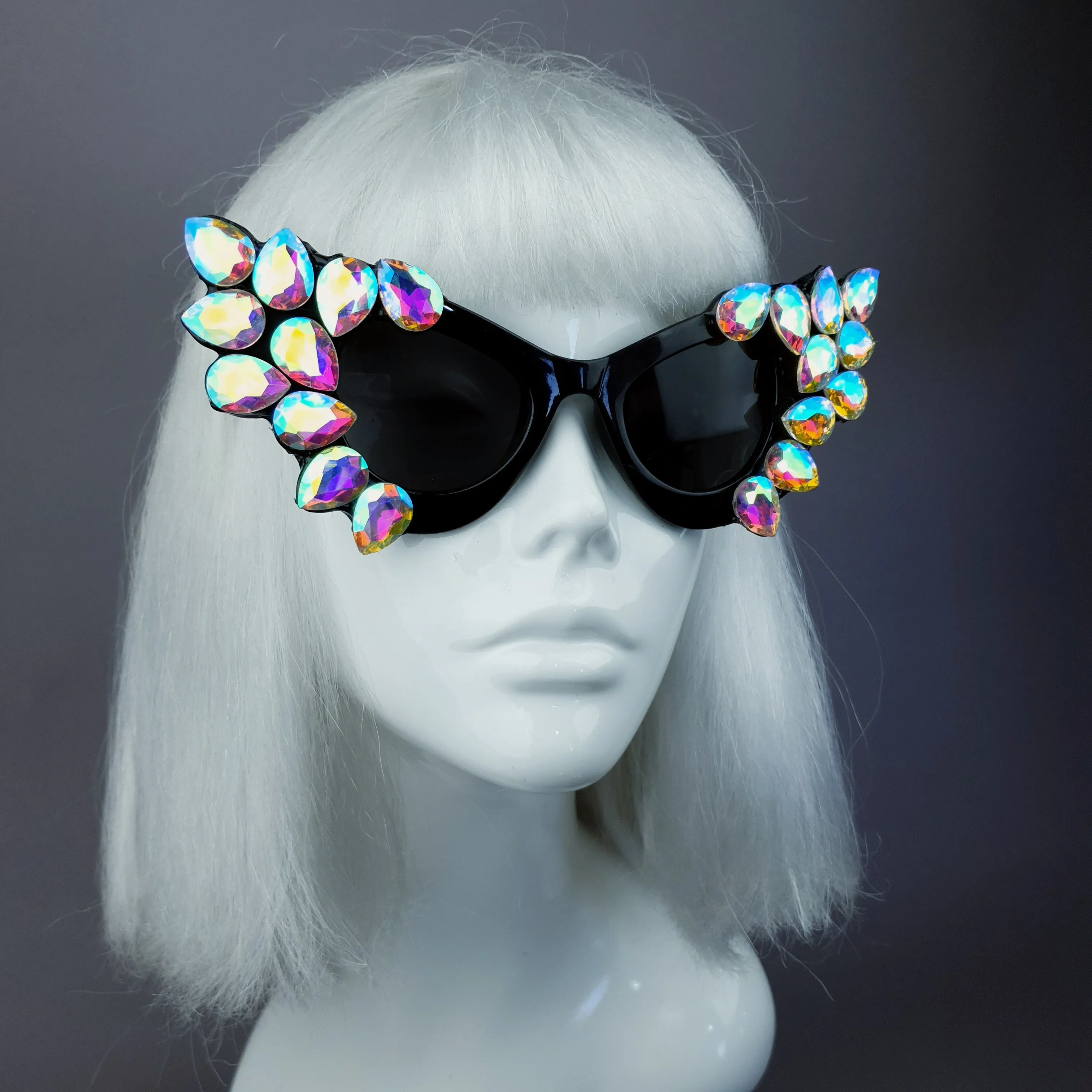 "Hira" Iridescent Jewel Cats Eye Sunglasses