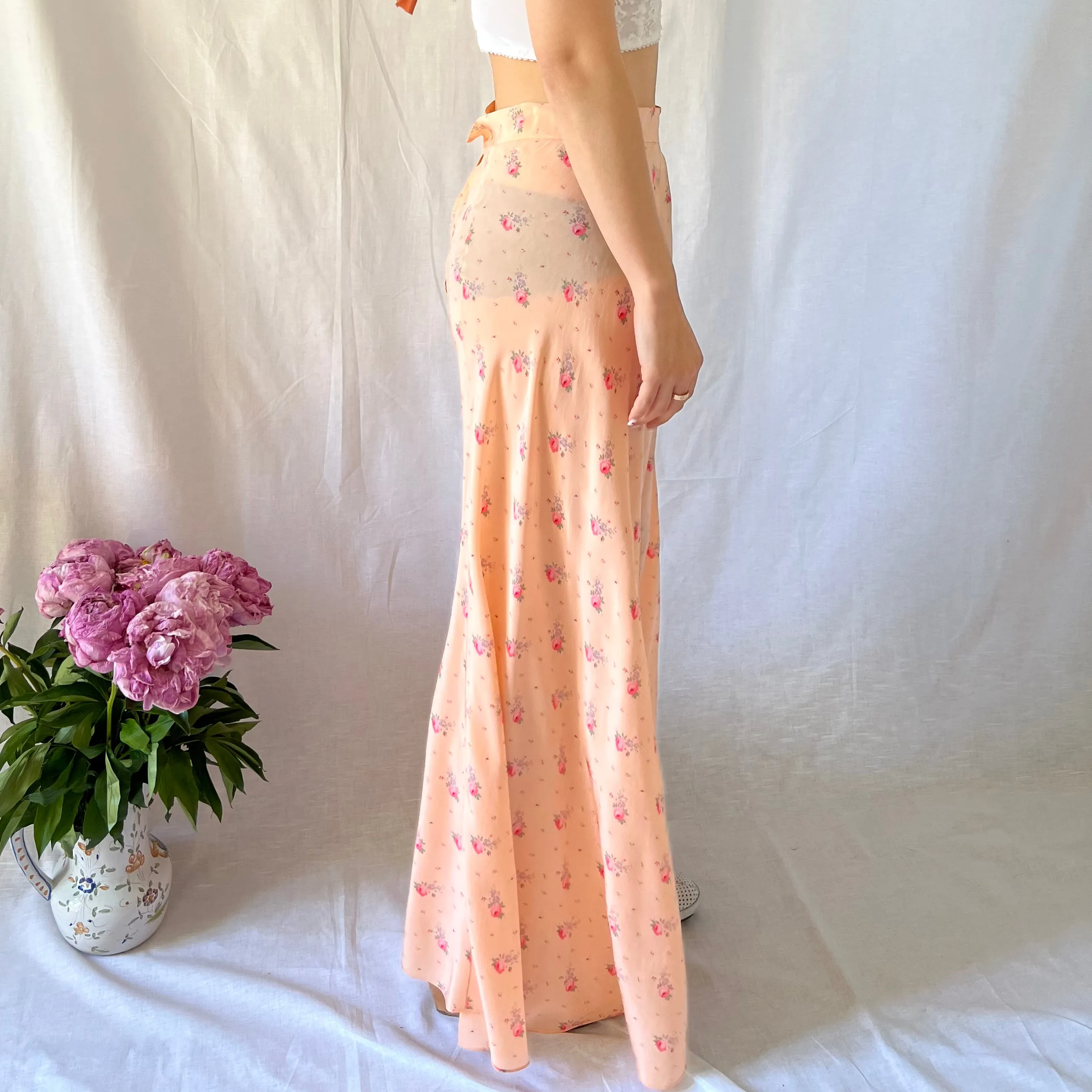 Rare 1930s silk floral palazzo pants