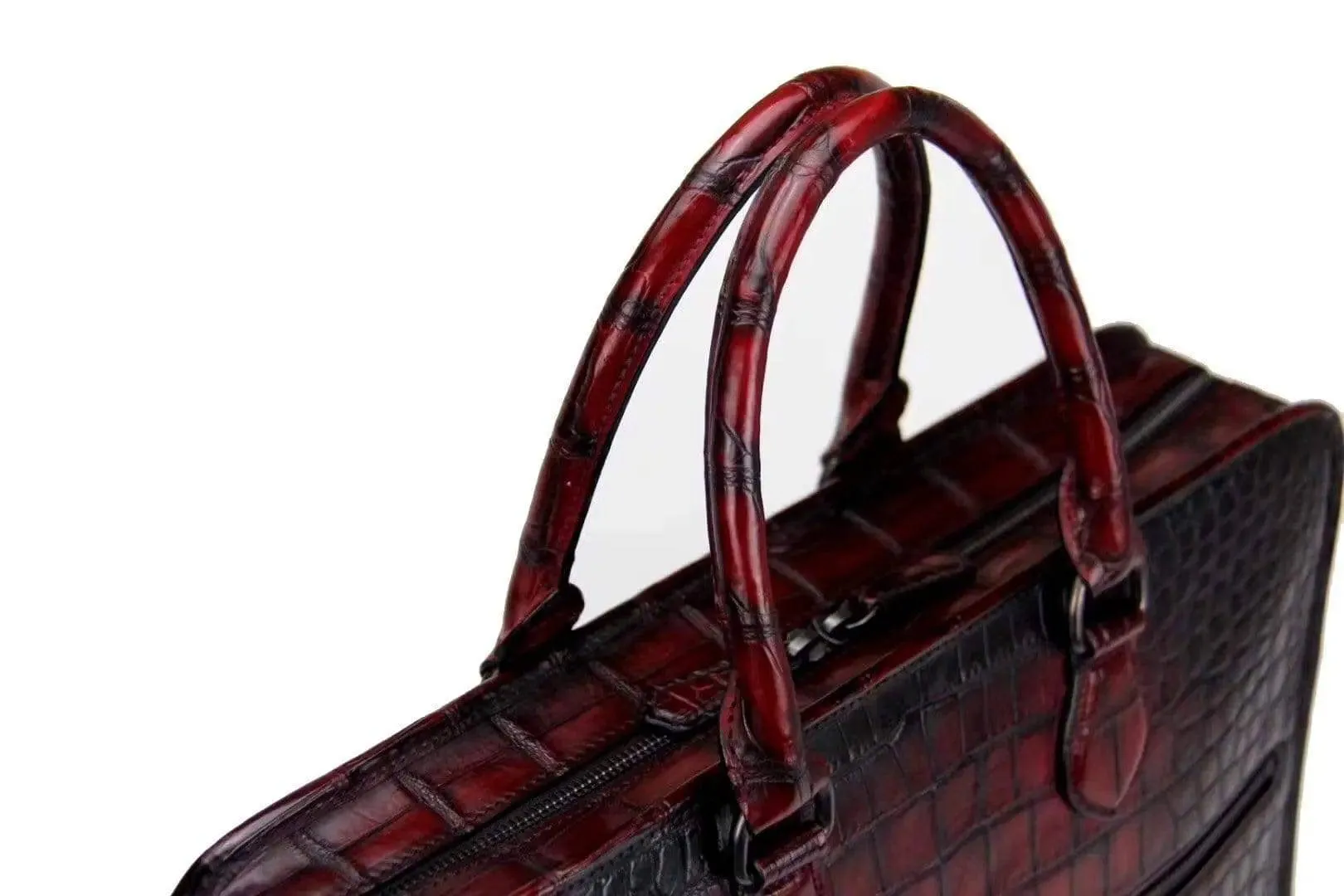 Retro crocodile Leather Crossbody  Laptop Business Bag