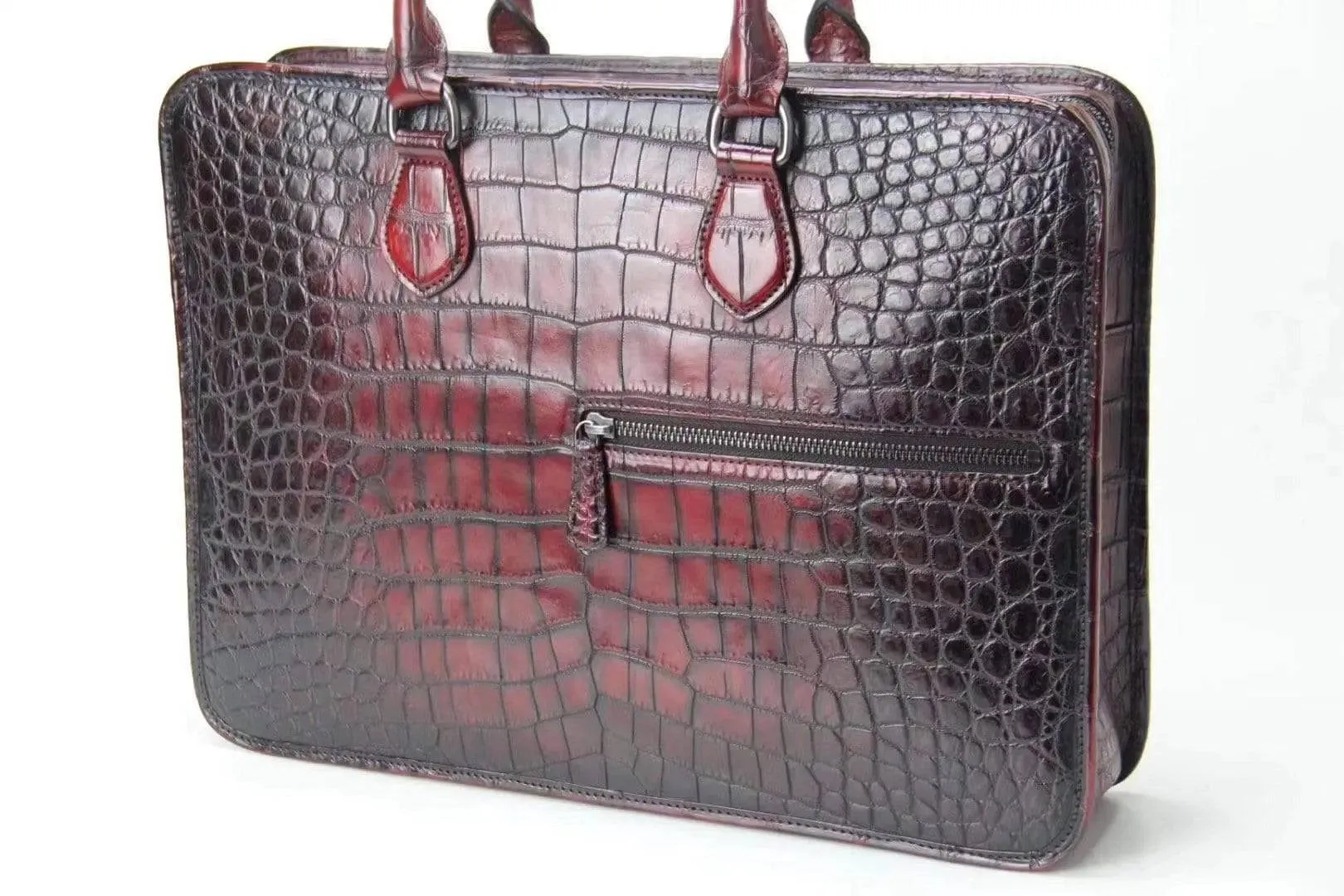 Retro crocodile Leather Crossbody  Laptop Business Bag