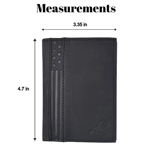 RFID Protected Mens Leather Wallet Bifold 2 ID Windows Double Bill Sections USA Stars & Stripes