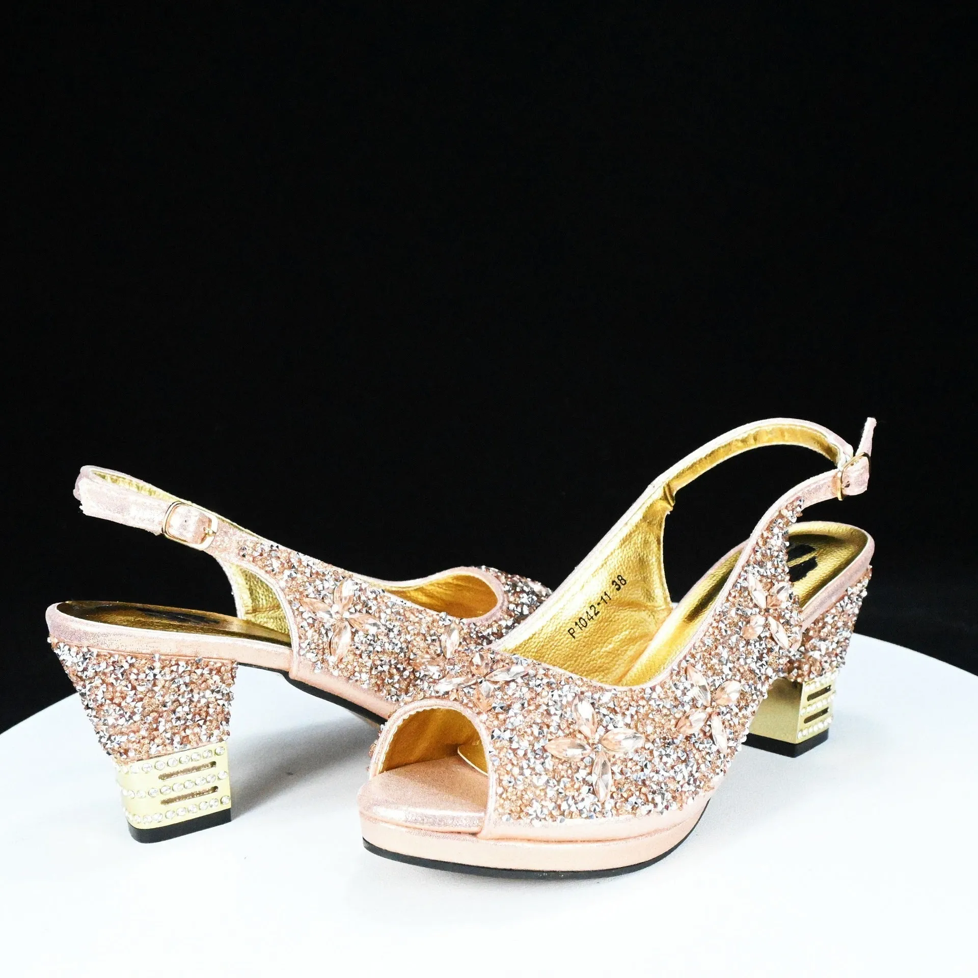 Rhinestone Chunky High Heel Casual Sandals With Clutch Bag ,With RHhinestone Bag ,Diamond Evening Wedding Bag