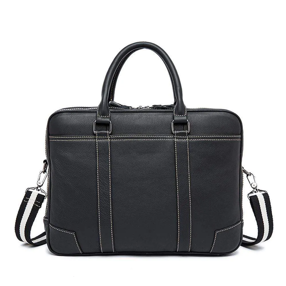 Rossie Viren Vintage  Classic Double  Zip Leather  Briefcase Work Bags