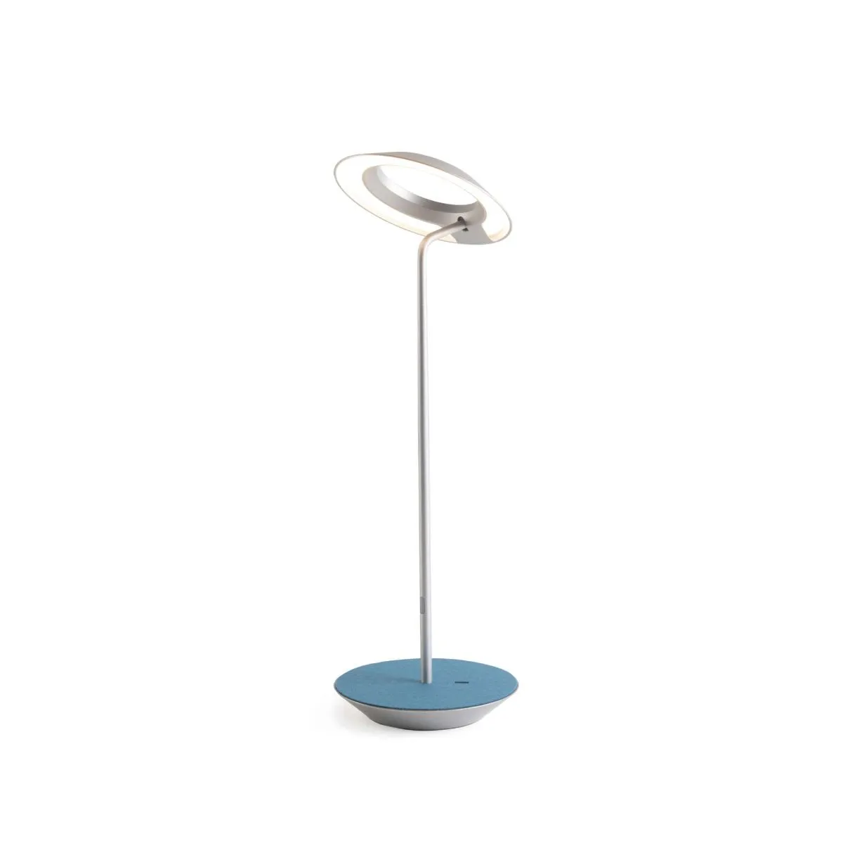 Royyo Silver With Azure Felt Modern LED Desk Lamp with USB Port